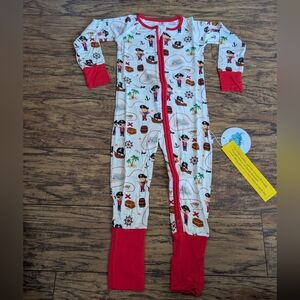 NWT Bamboo Pirate Print 2 Way Zip Convertible‎ Footie Pajama